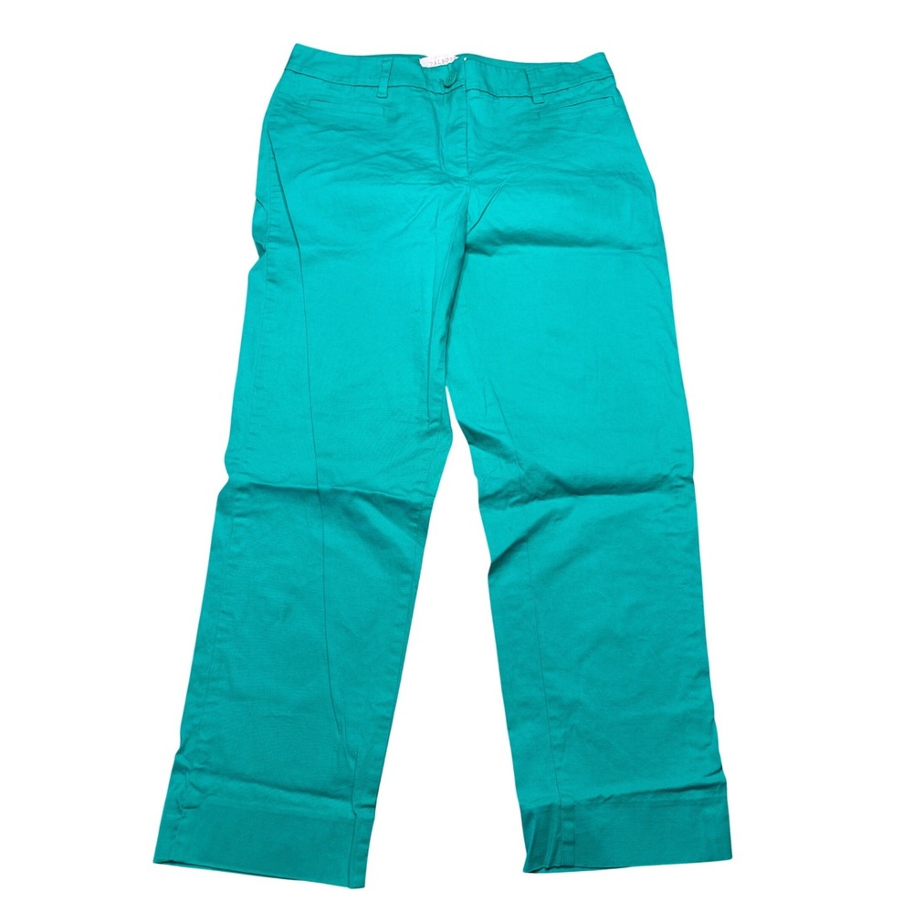 Talbots Womens Size 6‎ Teal Green Cotton Stretch Ankle Pants Straight Leg
